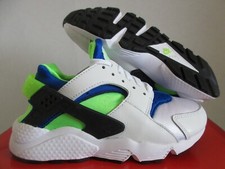 WMNS NIKE AIR HUARACHE WHITE-SCREAM GREEN-ROYAL BLUE SZ 5 DD1068-100 