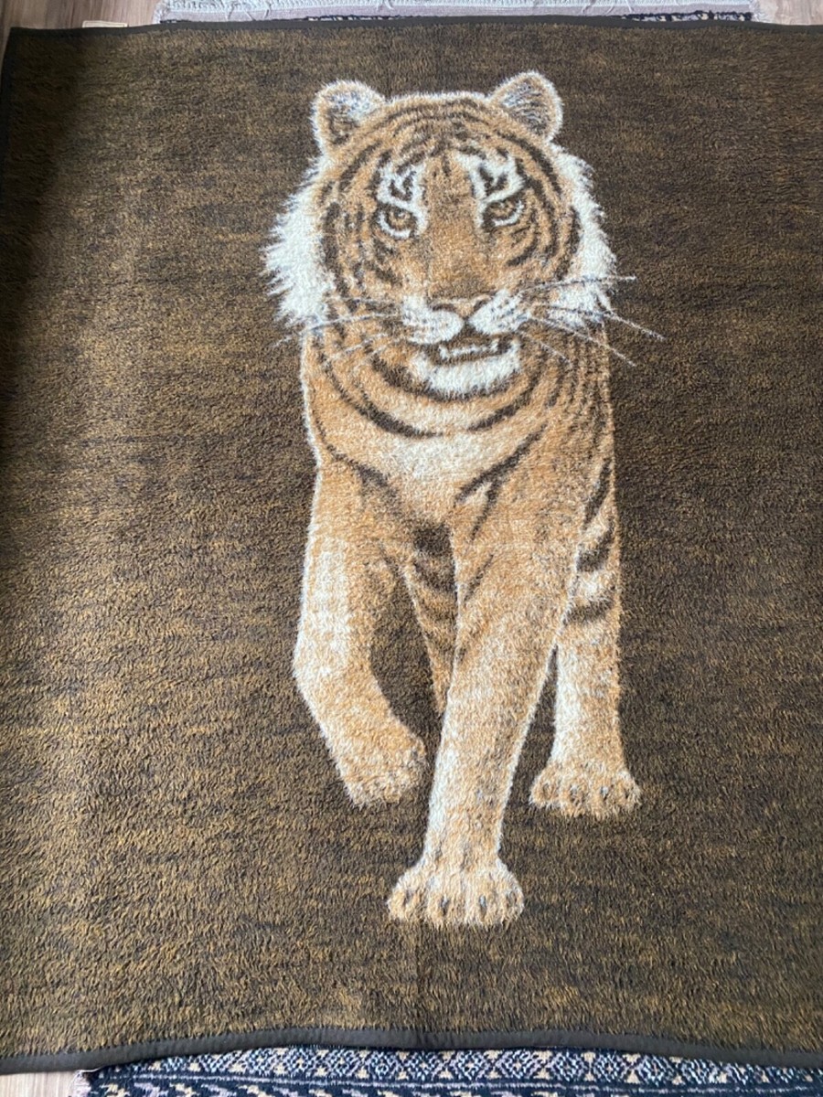 Vintage Tiger Print Throw Shavel Vintage Tiger Animal Print Large  Reversible Blanket Throw, image size:900x1200