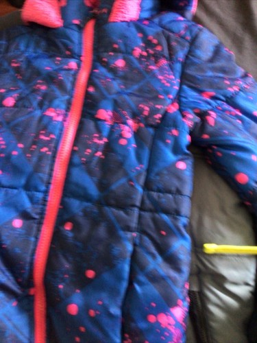 GIRLS Canyon River Gray/white/pink Bubble Puffer Jacket Hood Size 6 Water Res - Picture 2 of 5