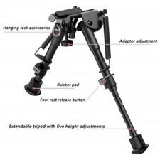 Adjustable 6-9" Sniper Hunting Rifle Bipod Sling Shooting Mount Stand Adapter