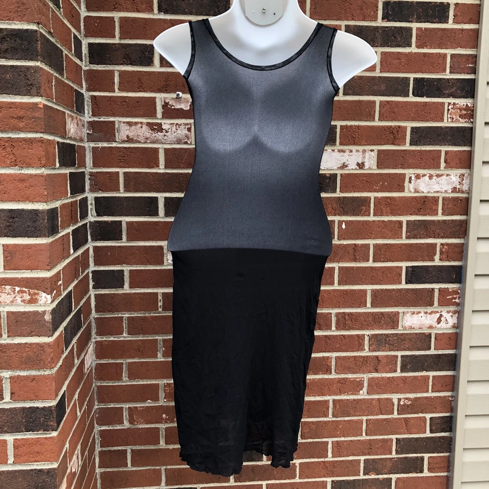 Vestido longo hanky panky transparente médio preto bodycon nylon elástico sexy - Imagem 3 de 4