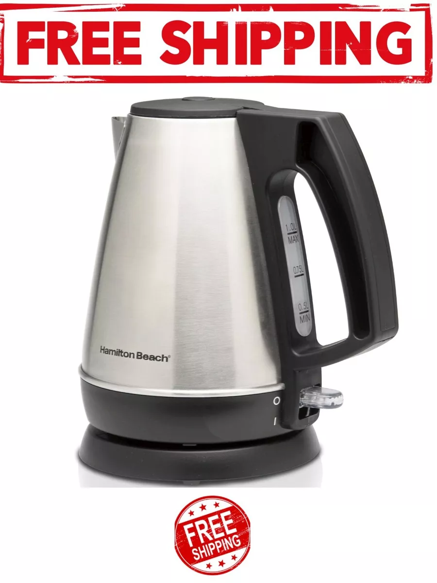 Hamilton Beach Electric Kettle, 1 Liter Capacity, Stainless Steel and Black