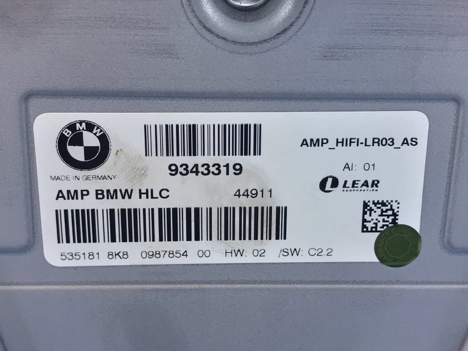 AMPLIFICADOR AUDIO HI-FI BMW F36 GRAN COUPE 428I 435I 440I 15-19 OEM 9343319 Foto 4 de 4