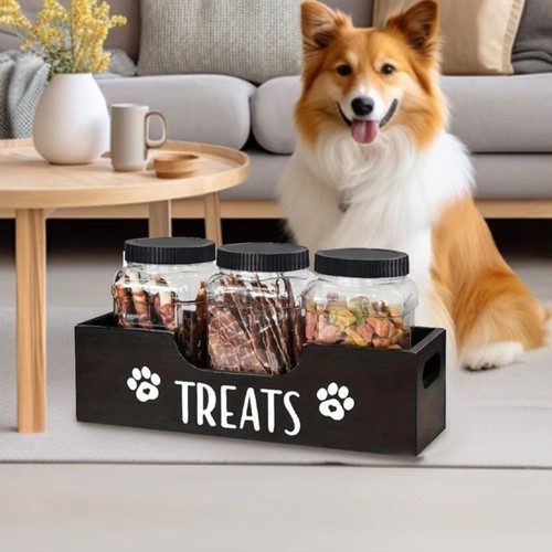 Wooden Pet Snack Storage Box Dog Treat Container Airtight Dog Treat Bin UK - Picture 3 of 13