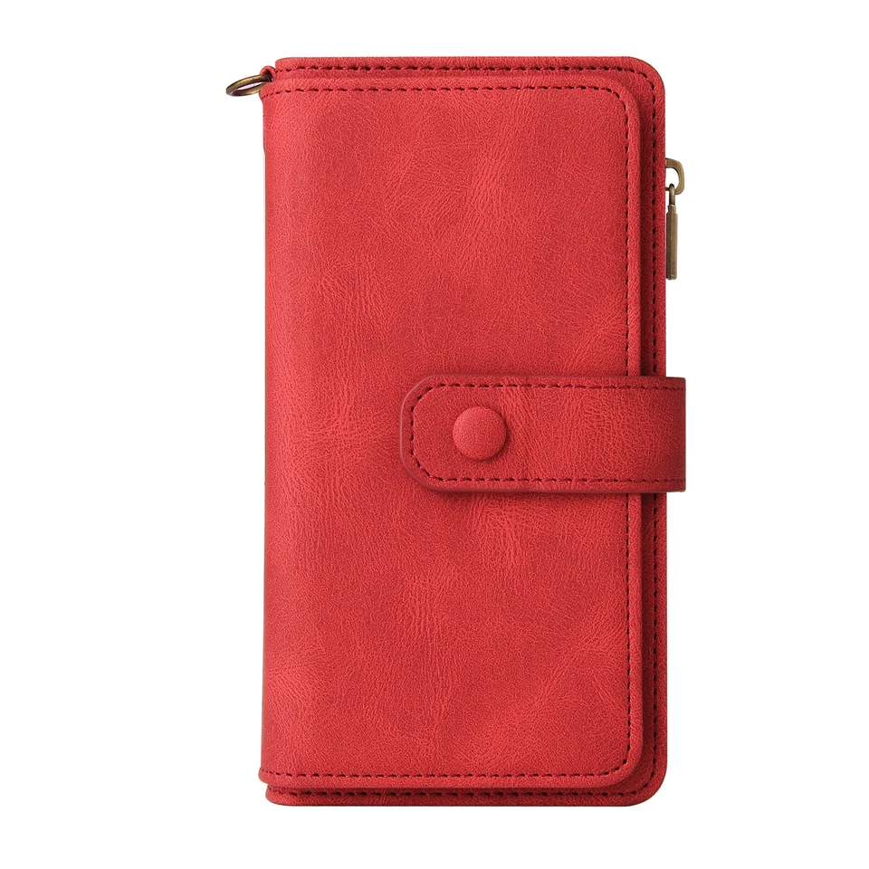 For iPhone 16 15 Pro Max 14/13/12/11 Luxury Zipper Wallet PU Leather Phone Case - Image 3 of 4