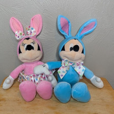 Disney Minnie  Mickey Mouse Bunny Ears Polka Dot Easter 15" Plush Set