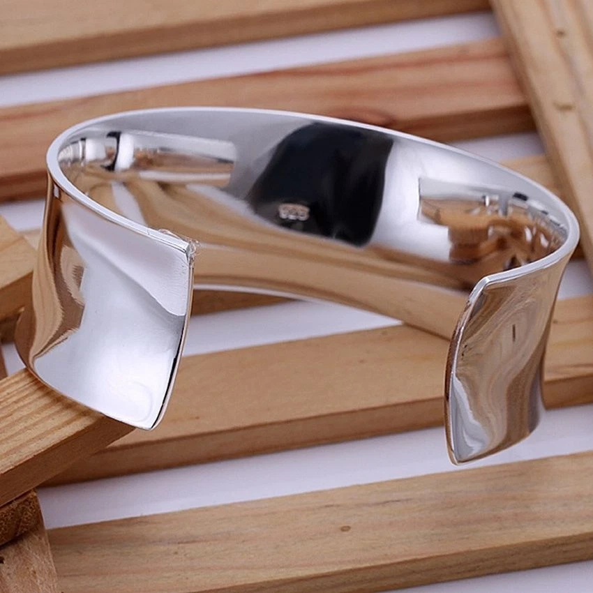 Brazalete Sólido Pulseras Nobles - Plata 925 Chapado Dije Pulsera Mujer Joyería Foto 4 de 4