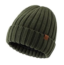 Mens Winter Hat Wool Fleece Lined Knit Beanie Hat Warm Stocking Caps Top