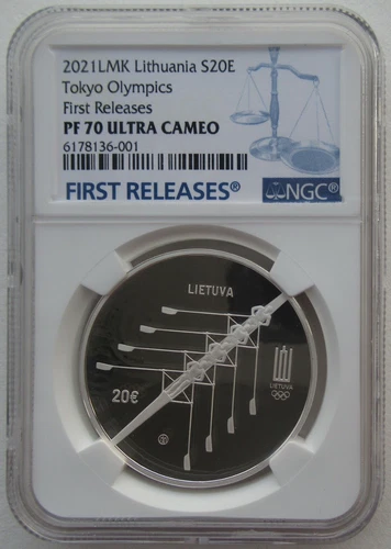 NGC PF70 Lithuania 2021 Tokyo Olympics Double Rowing Silver Coin S20E 日本東京オリンピック