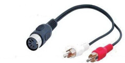 RCA 2 Cinch Stecker Adapter Kabel kurz DIN Buchse 5pol stereo MiDi Audio Chinch