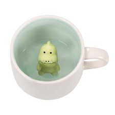3D Coffee Mug Dinosaur Inside Cup,Cute Handmade Animal Figurine Ceramics Teac...