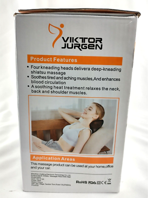 Shiatsu Neck Massage Pillow w/ Heat and PSU Viktor Jurgen Heads Model:  VJ-D003