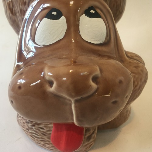 McCoy Puppy Happy Hound Dog Cookie Jar Canister 1970s MCM Brown No Lid Vintage - Imagen 3 de 19