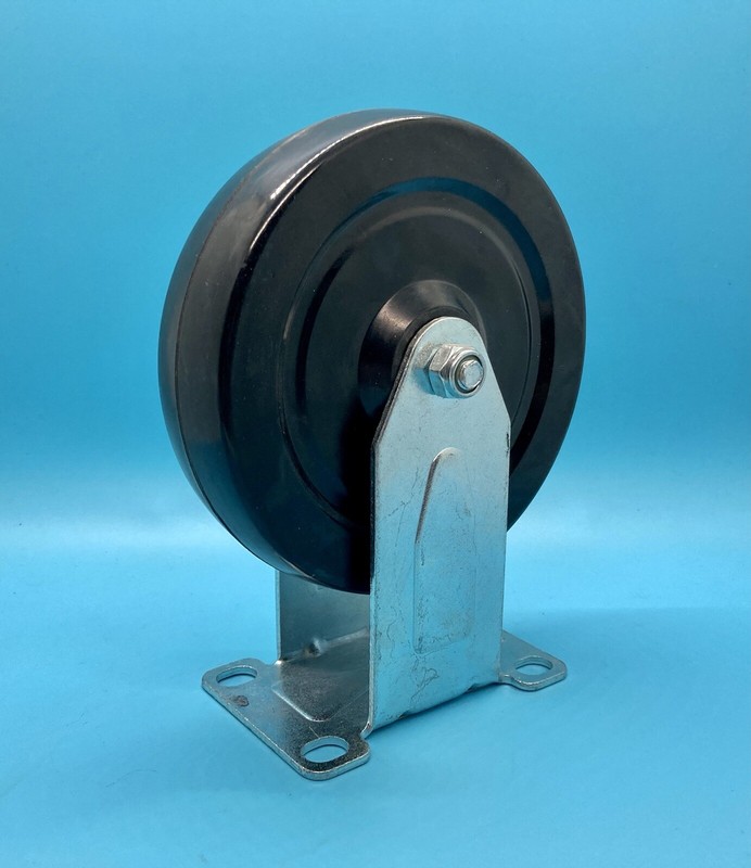 New Rigid Plate Rolling Swiveling Caster w/ Soft Black Rubber Wheel 5" Diameter