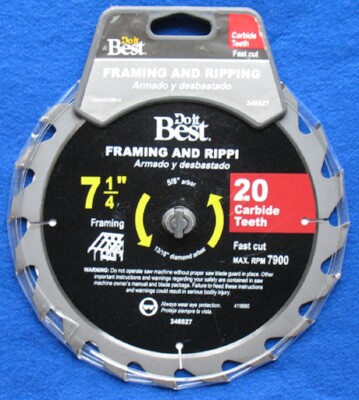 Do It Best 346527 7-1/4'' 20T Fast Cut Framing Ripping Carbide Circular Saw Blade