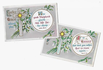 Postcard Set Holy Easter Flower Cross Religious