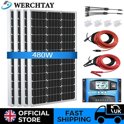 100W 200W 400W 680W Solar Panel kit 12V Mono RV Campervan Caravans boat van shed