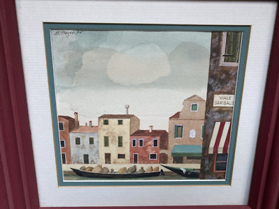 Manfred Inger geb. 1907. VIALE GARIBALDI. Mit Rahmen: 25,8x27,3 cm.