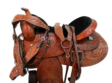 TRAIL WESTERN SADDLE COMFY PLEASURE FLORAL TOOLED LEATHER HORSE TACK 15 16 17 18