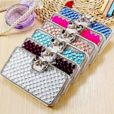 Glitter Bling Leather Card Wallet Magnetic Shoulder Bag Case For iPhone/Samsung