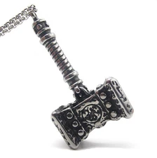 Mens Viking Thor's Hammer Necklace Pendant Mjolnir Odin Stainless Steel Jewelry
