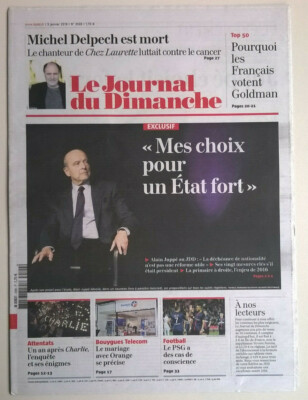 LE JOURNAL DU DIMANCHE N°3599 vom 03/01/2016 - LA MORT DE MICHEL DELPECH