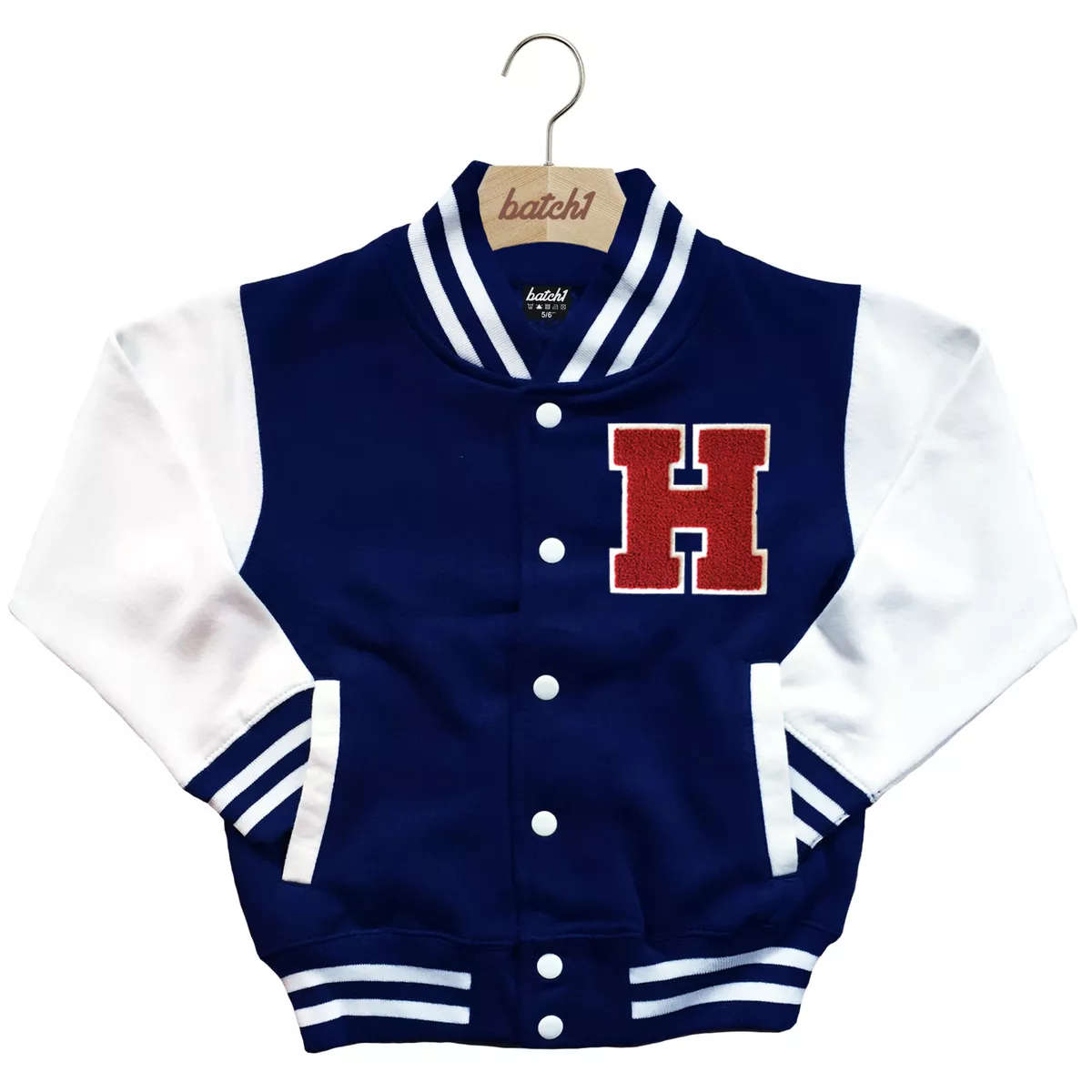 KIDS VARSITY BASEBALL JACKET PERSONALISED WITH GENUINE US COLLEGE LETTER H  | eBay