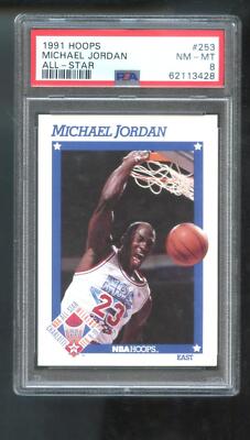 1991-92 Hoops #253 Michael Jordan All-Star PSA 8 Graded