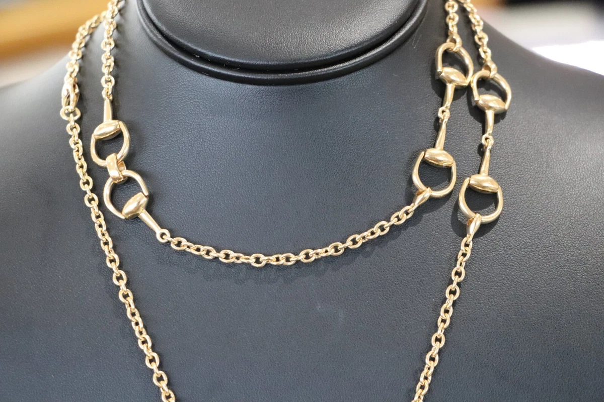 Gucci gold horsebit necklace deals