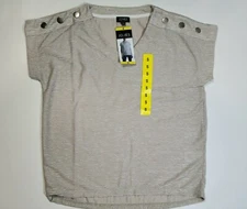 Jones New York Women's Textured Top with Button Details, Ivory 