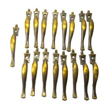 Vtg Lot of 17 National Lock Brass Cabinet Doors Arch Pulls NO THUMB HANDLES