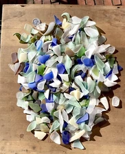 FOREVER MULCH Tumbled Sea Glass Chunks For Flower Pot 2 Cups Large Sz 2