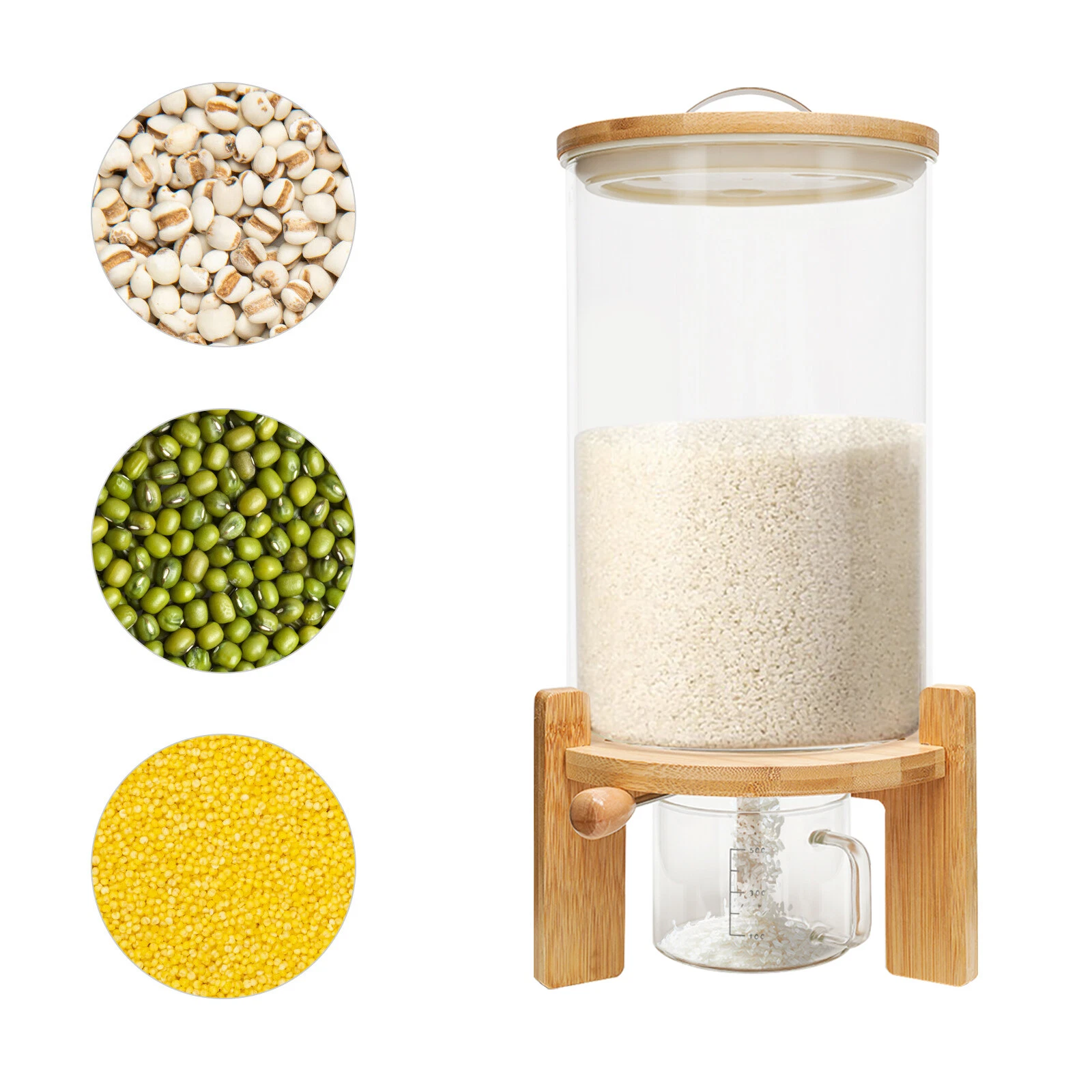 7.5L Rice Dispenser Storage Cereal Grain Dry Food Storage Glass Bottle Container
