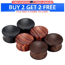 2PCS Saddle Concave Ear Plugs-Organic Wood Ear Gauges Expander Tunnels Piercing