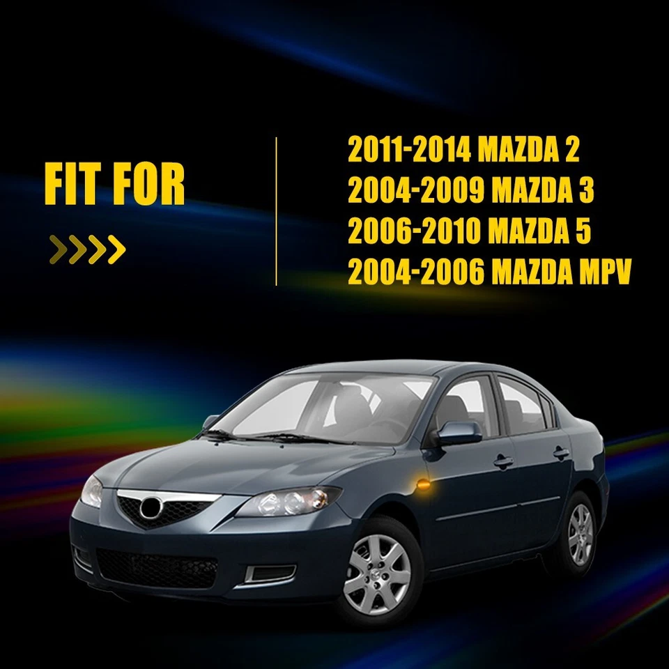 Luz marcadora lateral dinámica LED D ahumada para MAZDA 3 2004 2005 2006 2007 2008-2011 Foto 4 de 4