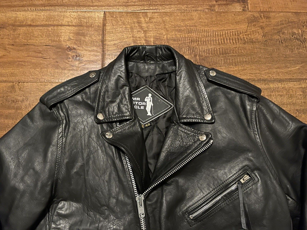 Vintage Mr. Motorcycle Black Leather Moto Biker Riding Jacket