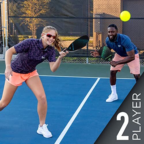 Pickleball Paddle and Ball Set - Wooden Pickleball 2 Player Set- Blue/Green - Picture 7 of 7