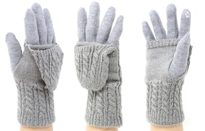 NEW 3in1 Detachable Knit Mitten Winter Gloves Fur Lined