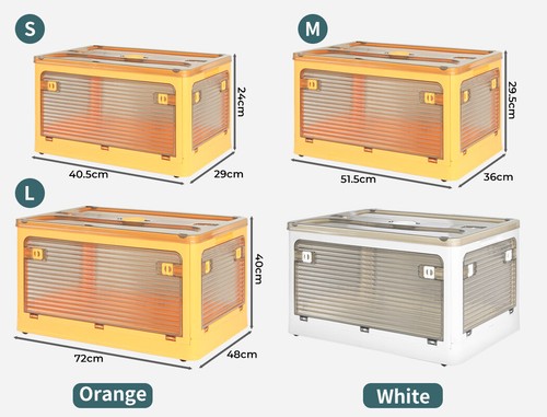 Stacked Storage Box Stackable Bin Organiser Foldable 5 Lid Wheels Large Capacity - Picture 2 of 110