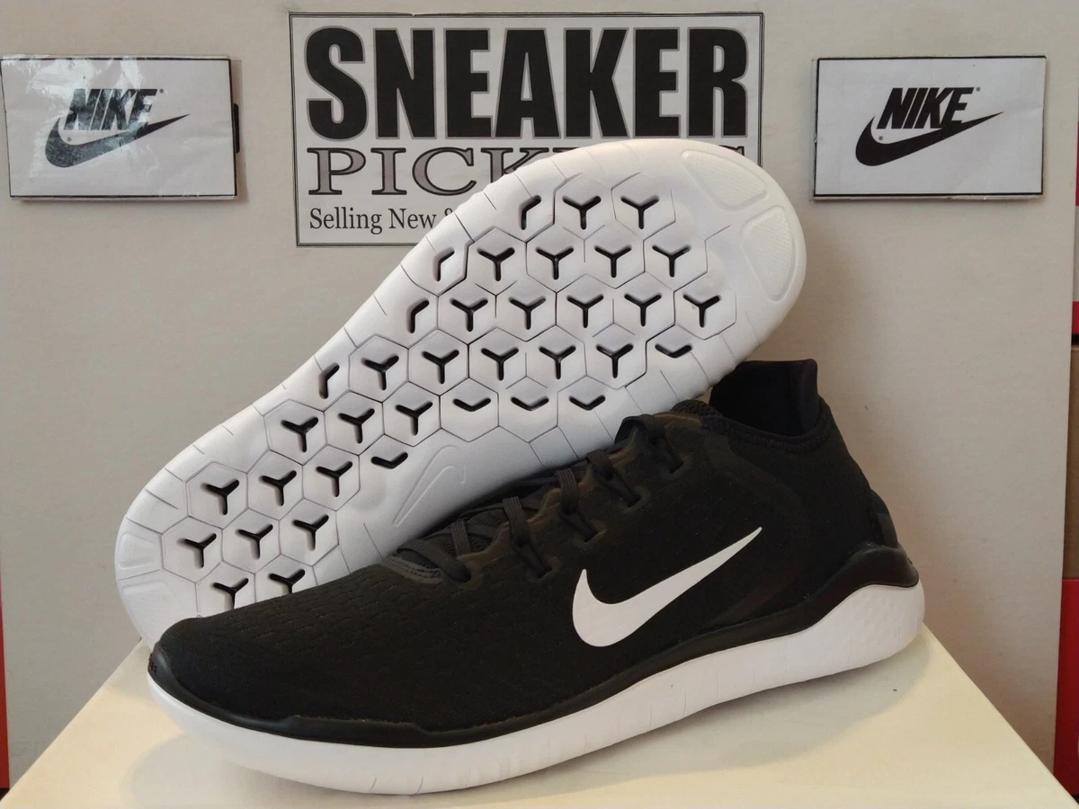 Nike Men s Free RN 2018 942836 001 Black White Men s Size