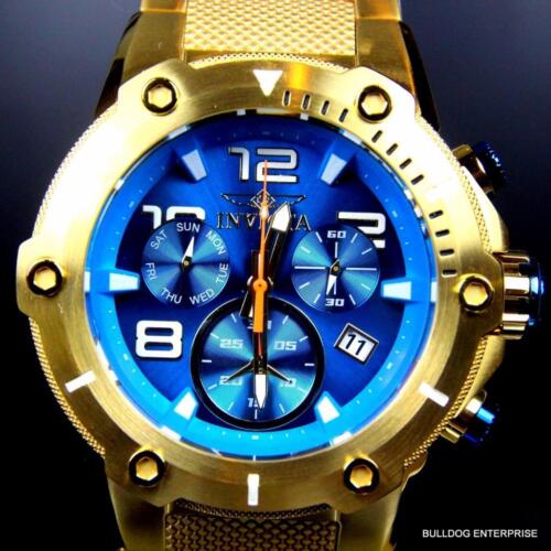 Invicta Speedway XL Teal Blue Gold Plated Chronograph Swiss Parts 