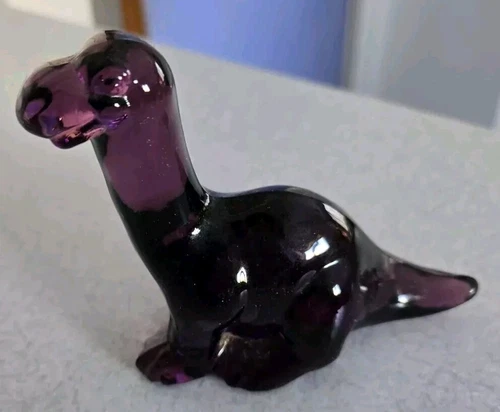 Fenton Glass Amethyst Purple Dinosaur Brachiosaurus Figurine Aubergine