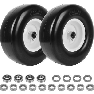 2 Pack 13x5.006 Flat Free Tire Wheel Solid Zero Turn Mower Front Replacement 3/
