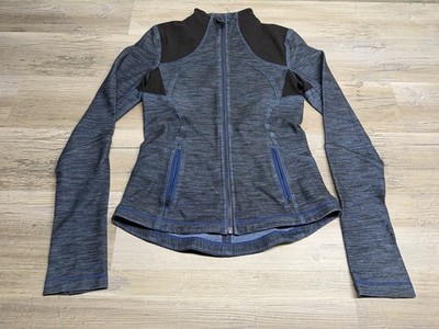 Lululemon Forme Jacket Womens Size 6 Heathered Blue Black Full Zip Thumbholes