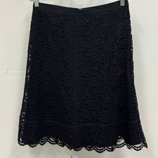 Y2K Old Navy Floral Lace A-Line Skirt Scalloped Hem Size 8 Just Below Waist Blk