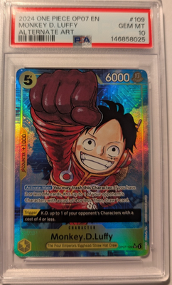 Monkey D. Luffy PSA 10 English One Piece Card OP07-109 2024 500