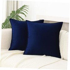Velvet Throw Pillow Covers 18x18 Inches Pack 18" x 18" Pack of 2 Navy Blue