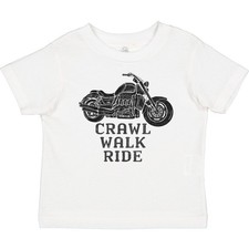 Maglietta Inktastic Crawl Walk Ride Moto Bambino Motociclista Motociclista
