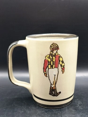 Vintage Louisville Kentucky Stoneware " Off To The Races " Coffee Mug 3 Jockeys