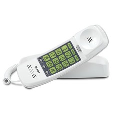 AT T Trimline 213 Corded Phone Big Buttons Visual Ringer White